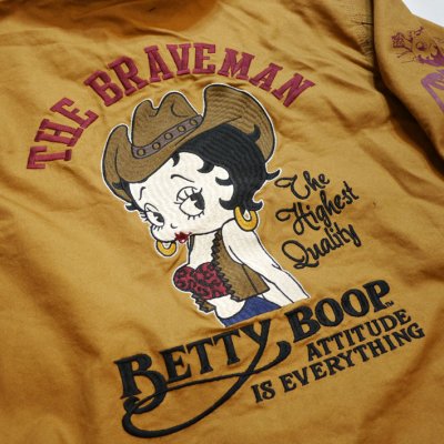 画像1: THE BRAVEMAN / BETTY BOOP コラボ    刺繍   ダック パーカー  BBB-2043 ブラウン