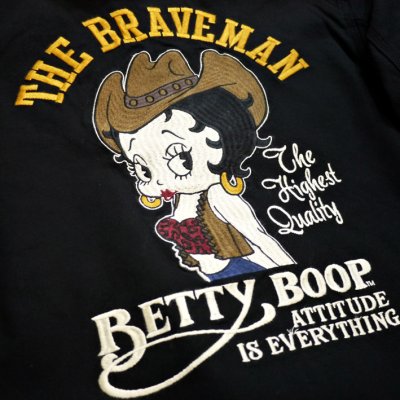 画像1: THE BRAVEMAN / BETTY BOOP コラボ    刺繍   ダック パーカー  BBB-2043 ブラック