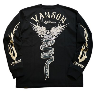 画像2: [  VANSON (バンソン）]  刺繍 長袖Tシャツ NVLT-2026
