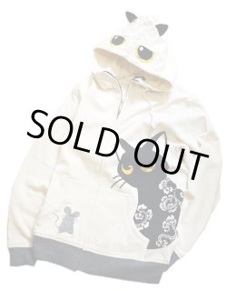 LIN (リン） [黒猫Lamy &ネズミEarl ] ラミ＆アール ジップパーカー 猫