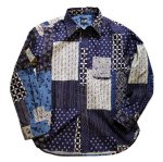 画像1: 衣桜   和パッチワーク風プリント  長袖シャツ  SA-1368 (日本製） (1)