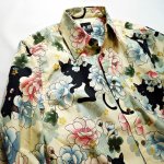 画像3: 衣桜   黒猫プリント  長袖シャツ  SA-1375 (日本製）ベージュ (3)