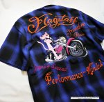 画像3: FLAGSTAFF(フラッグスタッフ) / PINK PANTHER(ピンクパンサー) 刺繍  チェックシャツ 412004 ブルー (3)