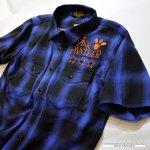 画像4: FLAGSTAFF(フラッグスタッフ) / PINK PANTHER(ピンクパンサー) 刺繍  チェックシャツ 412004 ブルー (4)
