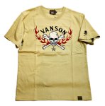 画像2: VANSON (バンソン） スカル  プリント 刺繍 Tシャツ NVST-2108 (2)