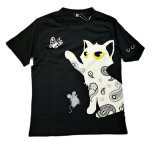 画像2: 再入荷 LIN (リン） 黒猫Lamy &ネズミEarl  蝶が気になるラミ＆アールTシャツ  プリント 刺繍 Tシャツ  ATL-75014 (2)