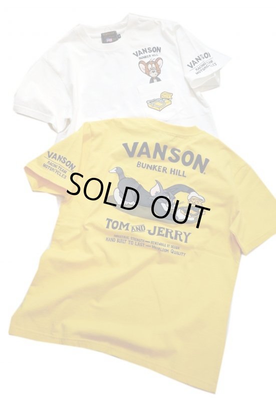 画像1: vanson  (バンソン） tom&jerry コラボ 刺繍  Tシャツ  TJV-2111 (1)