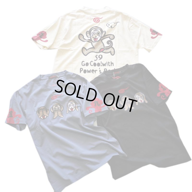 画像1: GO-COO! ! (悟空本舗） 三猿半袖Tシャツ プリント 刺繍　LGT-5982A (1)
