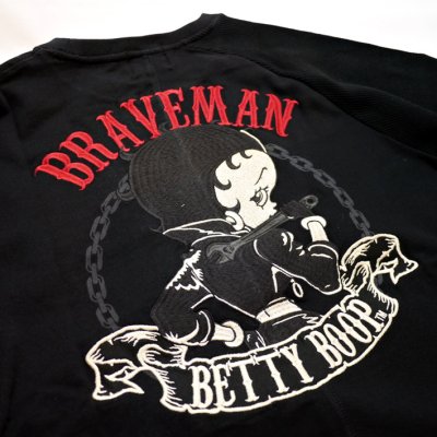 画像1: THE BRAVEMAN / Bettyboop コラボ  クレイジー切替えTシャツ 刺繍 プリント Tシャツ BBB-2120