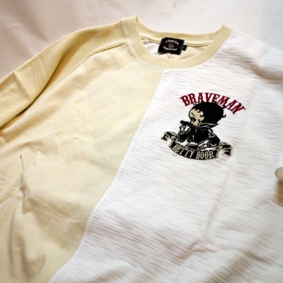 画像2: THE BRAVEMAN / Bettyboop コラボ  クレイジー切替えTシャツ 刺繍 プリント Tシャツ BBB-2120