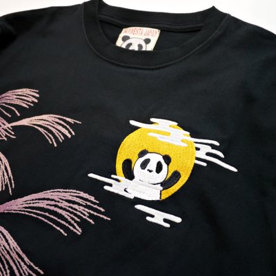 画像2: Pandiesta Japan （パンディエスタ) [ 十五夜パンダ ] Tシャツ プリント  刺繍  551206 ブラック