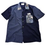 画像1: 喜人 KIJIN   江戸製 江戸製 衿つぎはぎシャツ    KJ-12403 ネイビー (1)