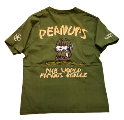 画像2: PEANUTS SNOOPY × LOWBLOW KNUCKLE コラボ [ ミリタリー ] 刺繍 プリント Tシャツ  551404