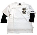 画像2: THE BRAVEMAN / Bettyboop コラボ  刺繍  プリント フェイクレイヤード六部袖Tシャツ  BBB-2153 ホワイト (2)