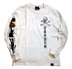 画像2: VANSON (バンソン）トライバルスカル 刺繍 長袖Tシャツ (ベア天竺）NVLT-2117 ホワイト (2)