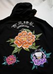 画像3: 参丸一 (サンマルイチ）[ 百花繚乱 ] 刺繍 ジップパーカー SM-50069 ブラック (3)