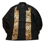 画像1: JACKROSE（ジャックローズ） 豹柄切替えシャツ  21545 ブラック/ 豹柄ブラウン (1)