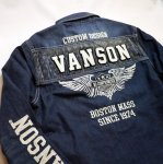画像3:  VANSON (バンソン）刺し子切替 デニムシャツ  NVSL-2105 インディゴ (3)