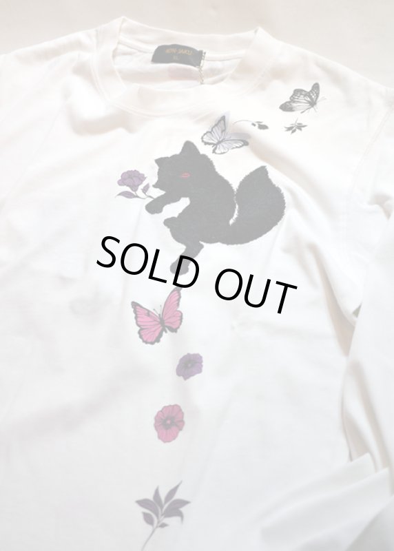 画像4: 今昔 -KON-JAKU-  [ 扇子の花 ]　長袖Ｔシャツ　プリント 刺繍 KJ29077 (4)