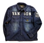 画像1:  VANSON (バンソン） CPOシャツ  中綿入り  NVSL-2107  インディゴ（ ビンテージ加工） (1)