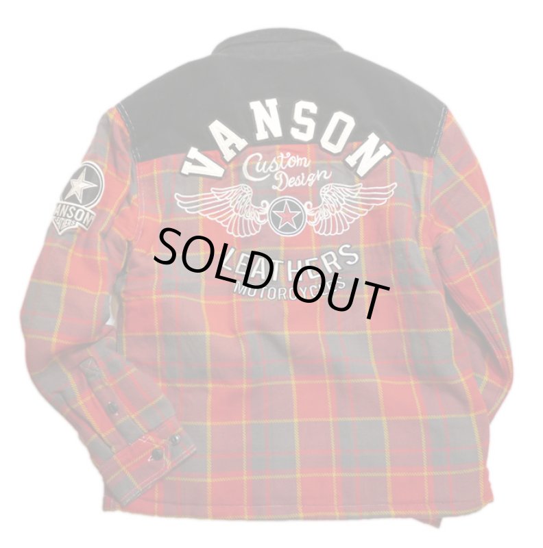 画像1:  VANSON (バンソン） CPOシャツ  中綿入り  NVSL-2107  チェック RED (1)