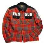 画像2:  VANSON (バンソン） CPOシャツ  中綿入り  NVSL-2107  チェック RED (2)