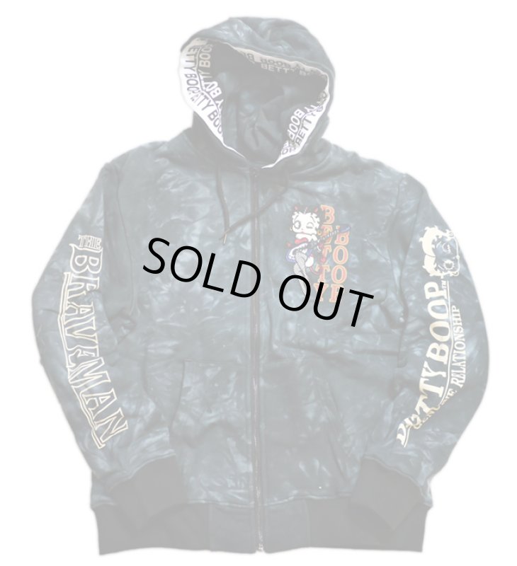 画像2: THE BRAVEMAN / BETTY BOOP コラボ   刺繍  プリント ジップパーカー BBB-2134  タイダイ (2)