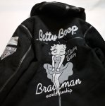 画像3: THE BRAVEMAN / BETTY BOOP コラボ   フェイクムートンB-3ジャケット  BBB-2142 ブラック (モノトーン刺繍） (3)