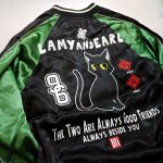 画像4: LIN (リン） [ Lamy and Earl ]   ラミと神獣ネズミアール 刺繍 リバーシブルスカジャン AL-75042 ブラック×グリーン (4)