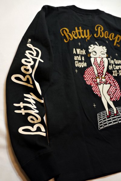 画像1: THE BRAVEMAN / BETTY BOOP コラボ  ドレス ベティー 刺繍 長袖Tシャツ BBB-2201 ブラック