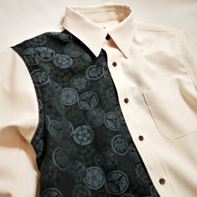 画像1: 衣桜   家紋切替え  長袖シャツ  SA-1441 (日本製）オフホワイト