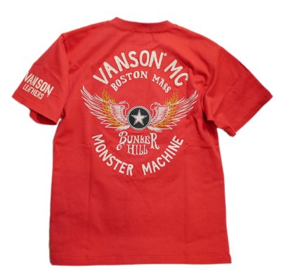 画像1: VANSON (バンソン）  ウイングスター プリント 刺繍 Tシャツ NVST-2209