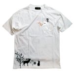画像6: 今昔 ( KON-JAKU )  [ 森の狐 ] プリント 刺繍 Tシャツ KJ-29068 (6)