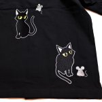 画像6: LIN (リン） Lamy and Earl   黒猫 刺繍 ガーゼ 半袖シャツ  AL-75043  ブラック (6)