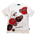 画像7: 今昔 ( KON-JAKU )   [ 琵琶狐と笛狐 ]  プリント 刺繍 Tシャツ　KJ-22001 (7)