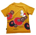 画像2: 今昔 ( KON-JAKU )   [ 琵琶狐と笛狐 ]  プリント 刺繍 Tシャツ　KJ-22001 (2)