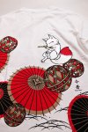 画像8: 今昔 ( KON-JAKU )   [ 琵琶狐と笛狐 ]  プリント 刺繍 Tシャツ　KJ-22001 (8)