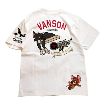 画像2: vanson  (バンソン） tom&jerry コラボ 刺繍  Tシャツ  TJV-2216