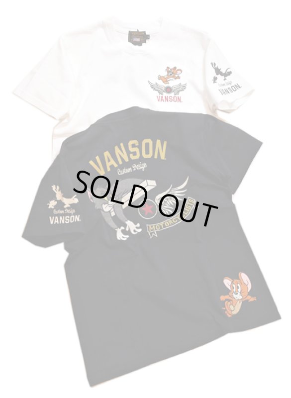 画像1: vanson  (バンソン） tom&jerry コラボ 刺繍  Tシャツ  TJV-2216 (1)