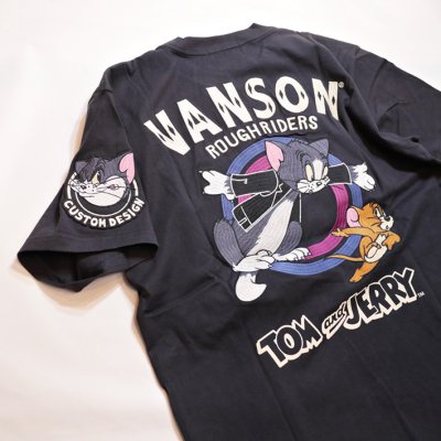 画像1: vanson  (バンソン） tom&jerry コラボ 刺繍  Tシャツ  TJV-2218