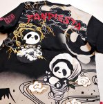 画像4: Pandiesta Japan （パンディエスタ) [ 風雷パンダ ] プリント  刺繍  Tシャツ 582871 ブラック (4)