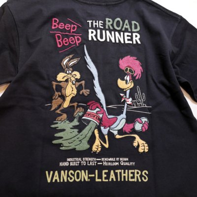 画像1: vanson  (バンソン） / ROAD RUNNER Tシャツ  刺繍 LTV-2208 ブラック