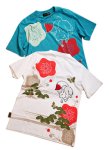 画像1: 今昔 ( KON-JAKU )   [ 松梅で縁起よこいこい  ]  プリント 刺繍 Tシャツ　KJ-22003 (1)