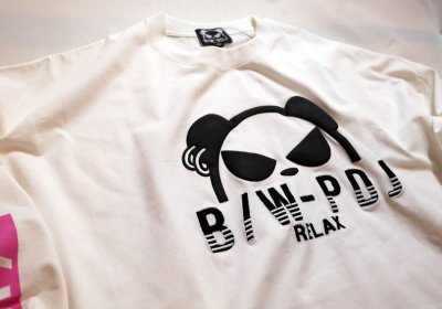 画像1: Pandiesta Japan   [ B/W-PDJ RELAX ]  センターロゴ ロングスリーブTシャツ プリント  刺繍  592850 ホワイト （ビックシルエット）