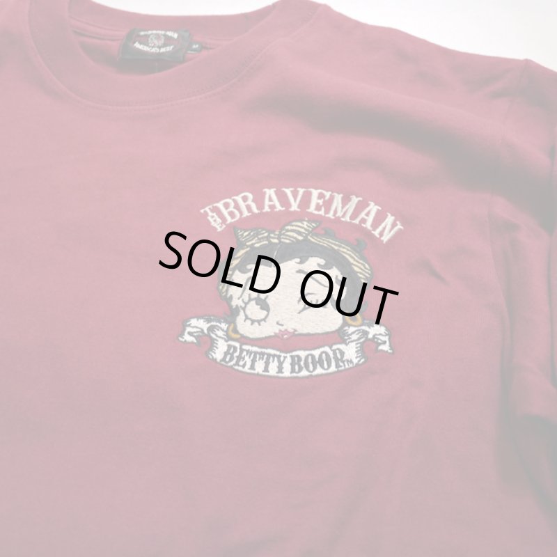 画像6: THE BRAVEMAN / BETTY BOOP コラボ   ベティー 刺繍 長袖Tシャツ BBB-2230 ワイン (6)