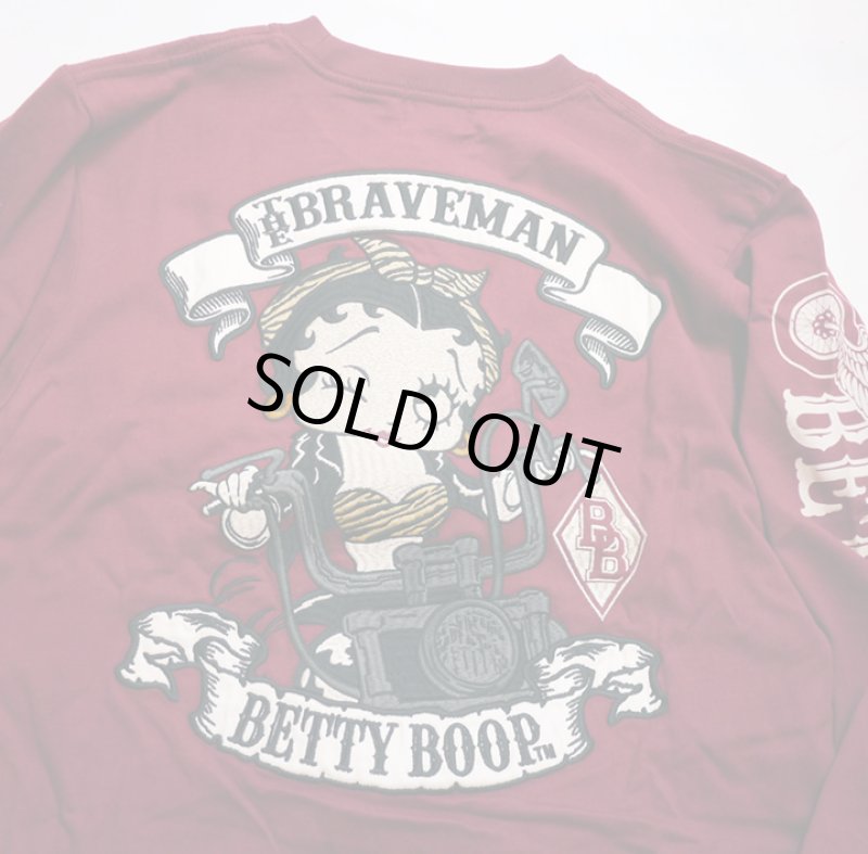画像5: THE BRAVEMAN / BETTY BOOP コラボ   ベティー 刺繍 長袖Tシャツ BBB-2230 ワイン (5)