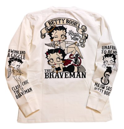 画像1: THE BRAVEMAN / BETTY BOOP コラボ   天使と悪魔 ベティー 刺繍 長袖Tシャツ BBB-2228 ベア天竺