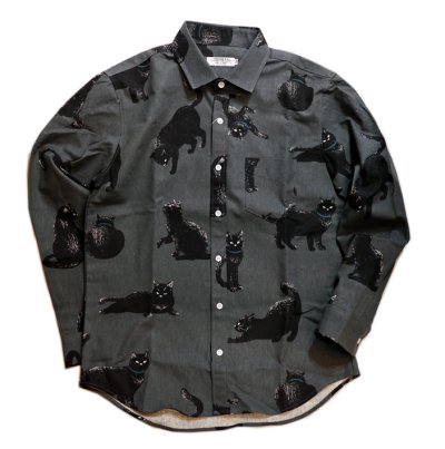 画像3: 黒猫  手書き風プリント  長袖シャツ  日本製