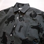 画像12: 再入荷 [ 黒猫 ]  手書き風プリント  長袖シャツ  日本製 78737 (12)