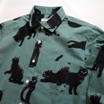 画像9: 黒猫  手書き風プリント  長袖シャツ  日本製 (9)
